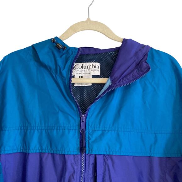 Columbia Turquoise Purple Lightweight Packable Windbreaker Parka Size Large - Picture 5 of 16